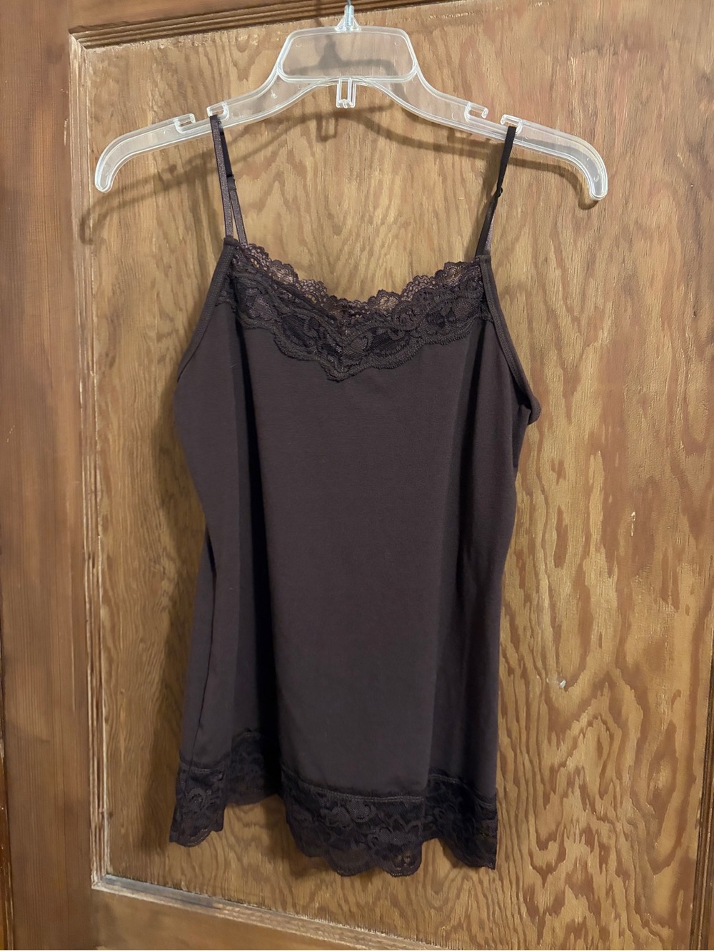 Cato Brown Lace-Trim Spaghetti Strap Camisole